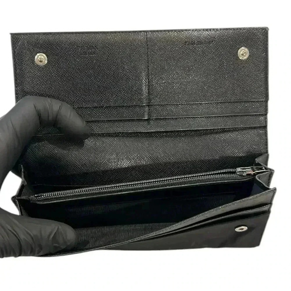 PRADA Tessuto AUTHENTIC Italian Black Nylon Continental Women’s Wallet GUC - Picture 12 of 12